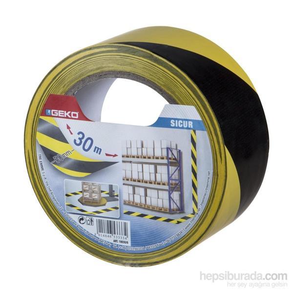 Geko Yer İşaretleme Ve İkaz Bantı Pvc Sarı/Siyah 50Mmx30m Sıcur - Image 1