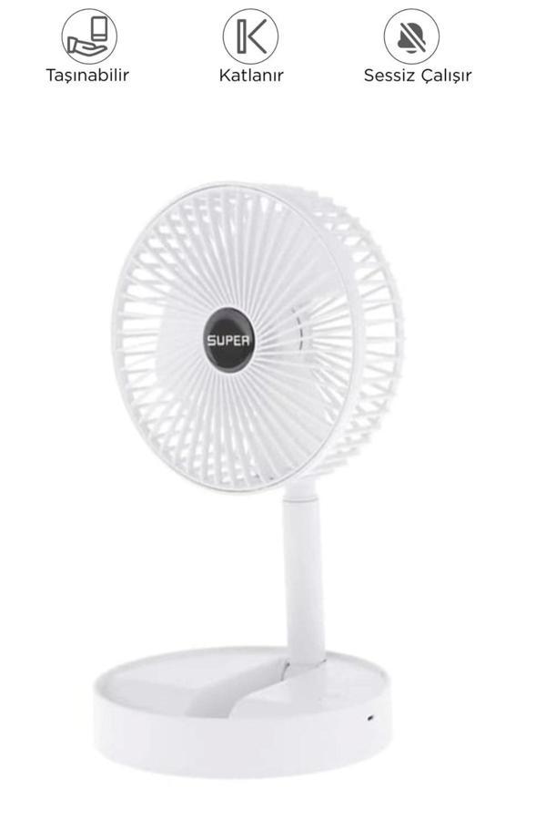 Blic BFN11 Beyaz Şarjlı Katlanılabilir Mini Fan Masa Üstü Vantilatörü Soğutucu Sessiz El Fanı - Image 1