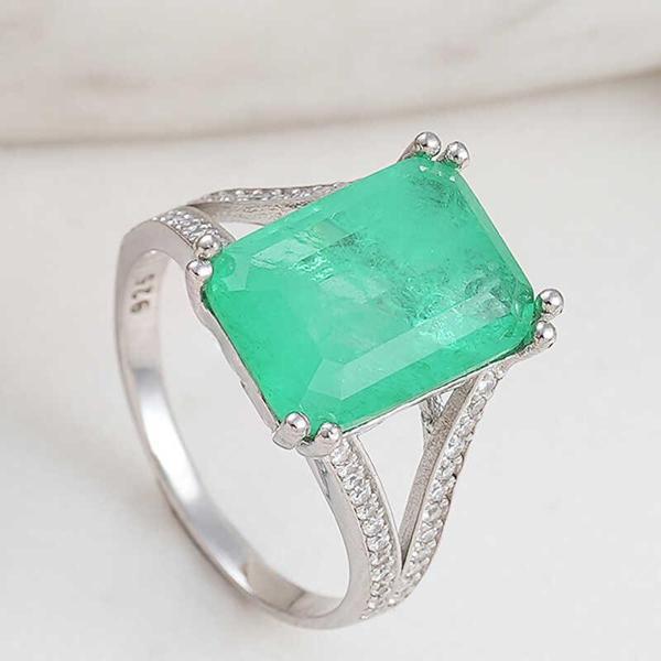 Gümüş Yeşil Renk Paraiba Taşlı Kadın Yüzük  SL6203 - Image 1
