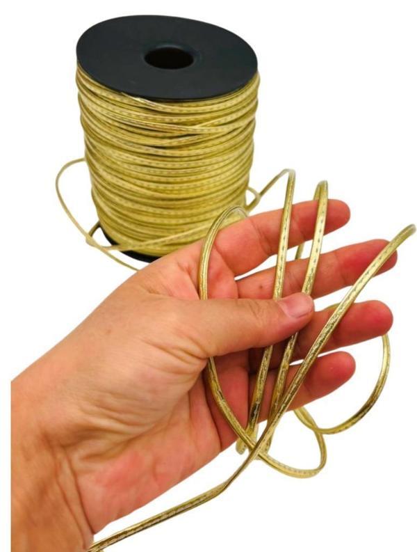 Angel Çanta Aksesuar 3 Mm Gold Renk Suni Deri İp 2 metre - Image 1