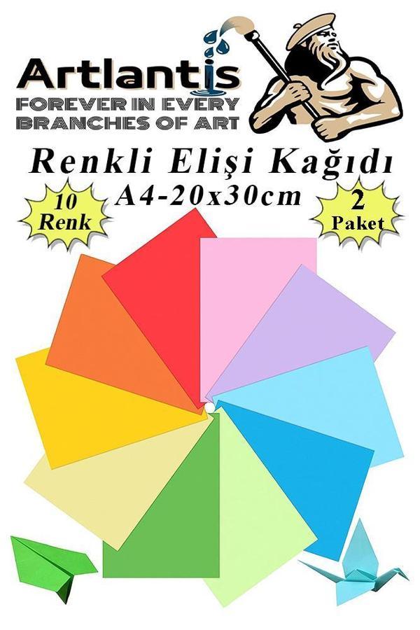 Elişi Kağıdı A4 10 Renk 2 Paket El işi Kağıdı 10 Lu Kreş Ana Sınıfı Okul Öncesi Sınıf Malzemesi - Image 1