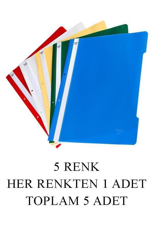 5 Renk Telli Dosya Seti 1 Paket 5 li Telli Dosya Okul Büro Ofis - Image 1