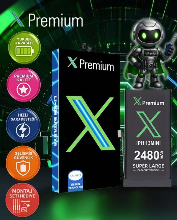 Xpremium iPhone 13 Mini Batarya Pil Süper Yüksek Kapasiteli Güçlendirilmiş 2480 mAh - Image 1