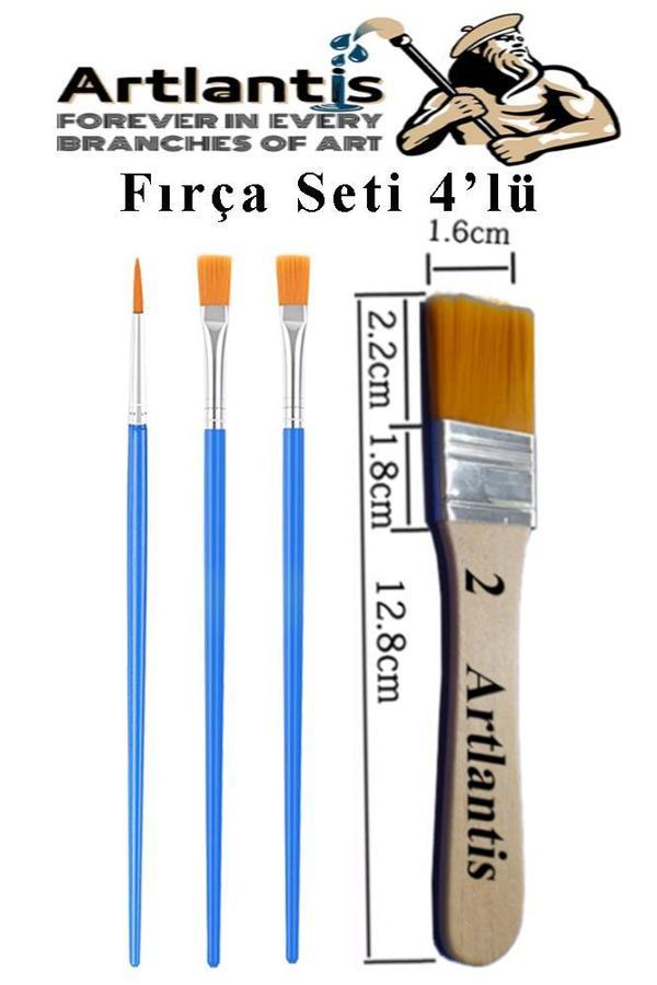 4'lü Fırça Seti 1 Paket 2 Numara Zemin Fırçalı Set Akrilik Boya Yağlı Boya Guaj Boya Sulu Boya Sanatsal - Image 1