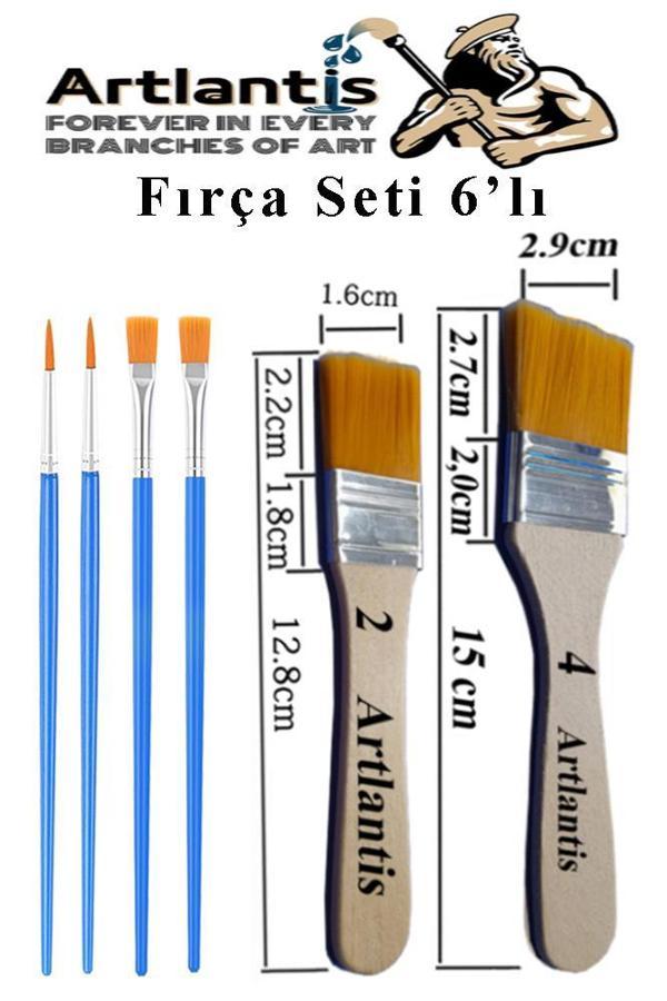 6'lı Fırça Seti 1 Paket 2-4 Numara Zemin Fırçalı Set Akrilik Boya Yağlı Boya Guaj Boya Sulu Boya Sanatsal - Image 1