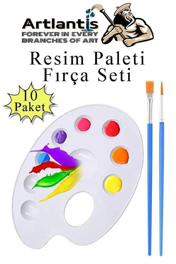 Resim Paleti ve Resim Fırça Seti 10 Paket Ressam Paleti Boyama Fırçası Akrilik Boya Guaj Boya Suluboya - Image 1