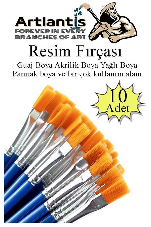 Resim Fırçası 10 Adet Sentetik Fırça Ekonomik Suluboya Akrilik Boya Guaj Boya Yağlı Boya Resim Boyama - Image 1