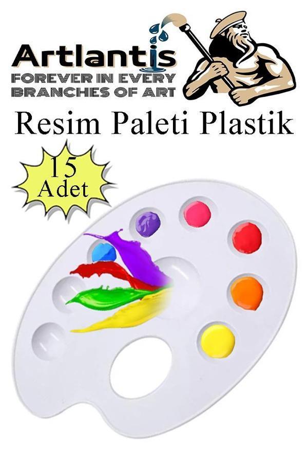 Resim Paleti Plastik 15 Adet Godeli Ressam Paleti Boyama Paleti Akrilik Boya Guaj Boya Suluboya - Image 1