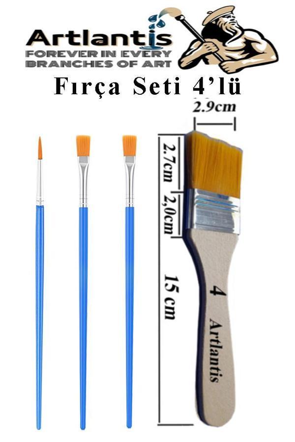 4'lü Fırça Seti 1 Paket 4 Numara Zemin Fırçalı Set Akrilik Boya Yağlı Boya Guaj Boya Sulu Boya Sanatsal - Image 1