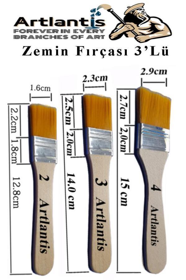 3'lü Zemin Fırça Seti 1 Paket 2-3-4 Numara Zemin Fırçası Akrilik Boya Yağlı Boya Guaj Boya Sulu Boya Sanatsal - Image 1