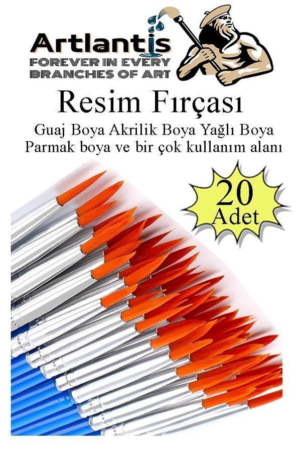 Resim Fırçası 20 Adet Ekonomik Sentetik Fırça Suluboya Akrilik Boya Guaj Boya Yağlı Boya Resim Boyama - Image 1