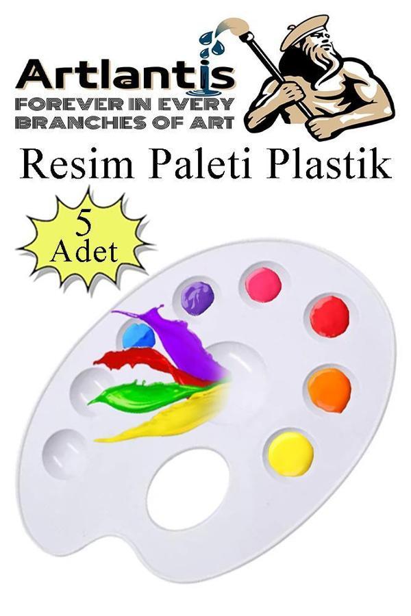 Resim Paleti Plastik 5 Adet Godeli Ressam Paleti Boyama Paleti Akrilik Boya Guaj Boya Suluboya - Image 1