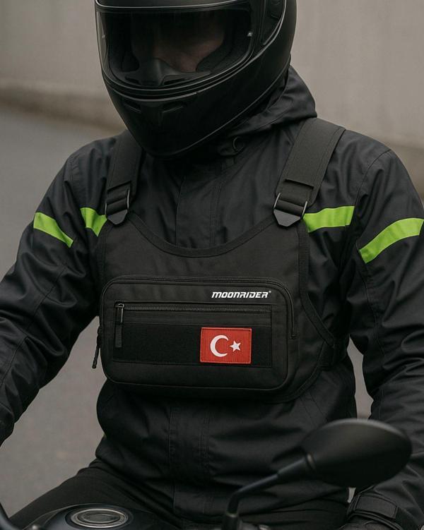 Reflektörlü Motosiklet Göğüs Çantası Yelek Tipi Geniş Hacimli premium unisex motorcu & koşu çantası - Image 1