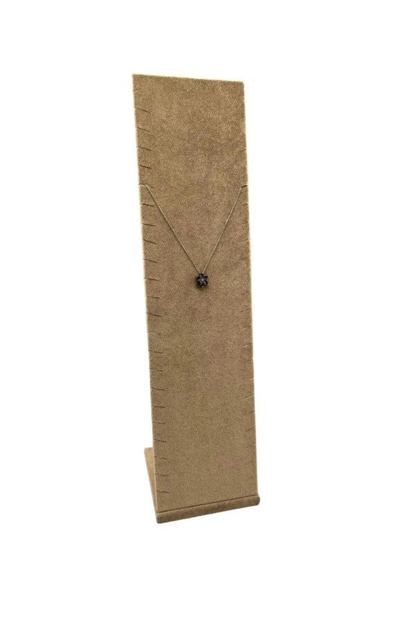 Moscow Model Süet Kumaş Sütlü Kahve Renk 40/10 Cm Ayaklı Takı Sergileme Standı - Image 1