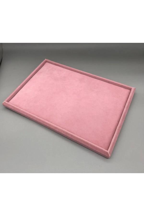 Sertex Kumaşı Pembe Renk 24/34 Cm Takı Servis Kutu Tabla - Image 1
