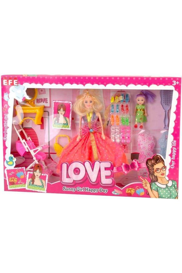 Efe 281 Kutulu Büyük Pusetli Yedek Elbiseli Love Bebek Seti - Image 1