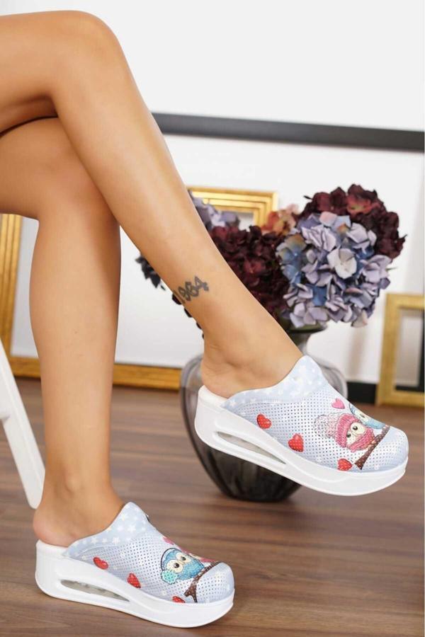 Blum Sabo Terlik Mavi Baykuş Kadın Air Max Tam Ortopedik Anatomik Hastene, Doktor, Hemşire, Aşçı  - Image 1