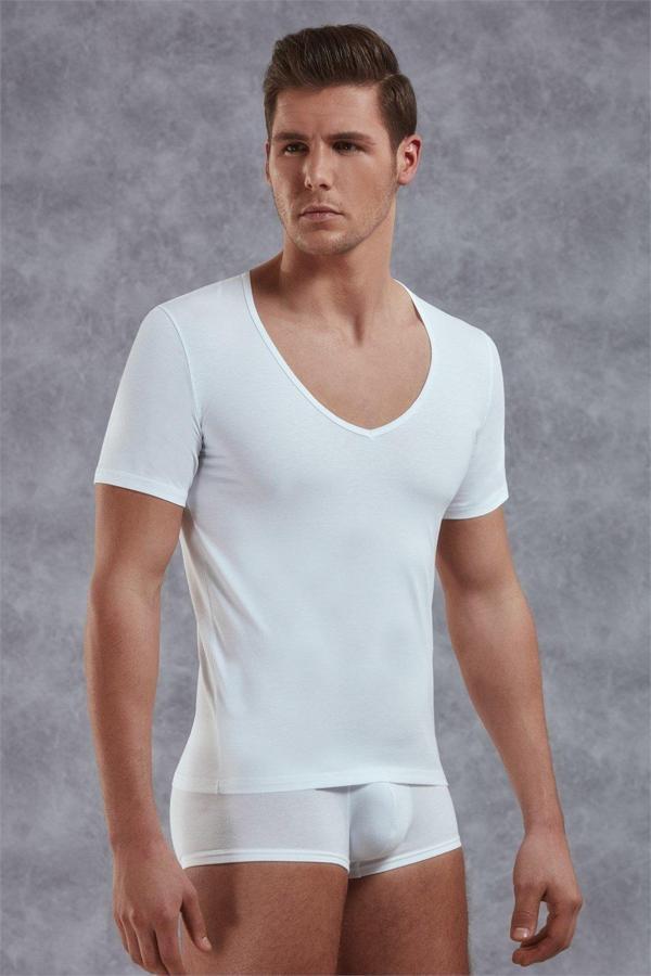 Doreanse Erkek Modal Derin V Yaka Kısa Kol T Shirt 2820 - Image 1