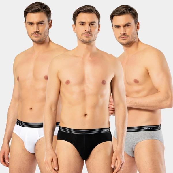 Cacharel Erkek 3'lü Slip 1321/Beyaz-Siyah-Gri - Image 1
