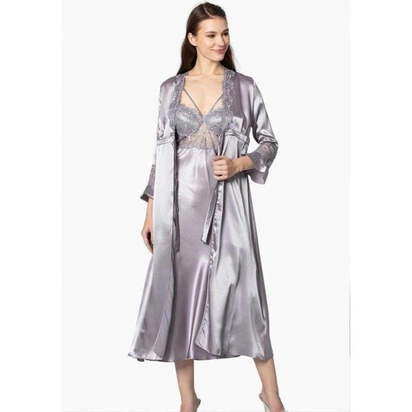 Pierre Cardin 6'lı Uzun Gecelik Sabahlık Set 6025 Royal Renk - Image 1