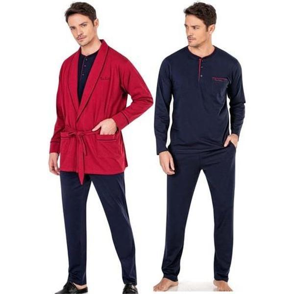 Pierre Cardin 5605 3'lü Röpteşambır Pijama Seti - Bordo - Image 1
