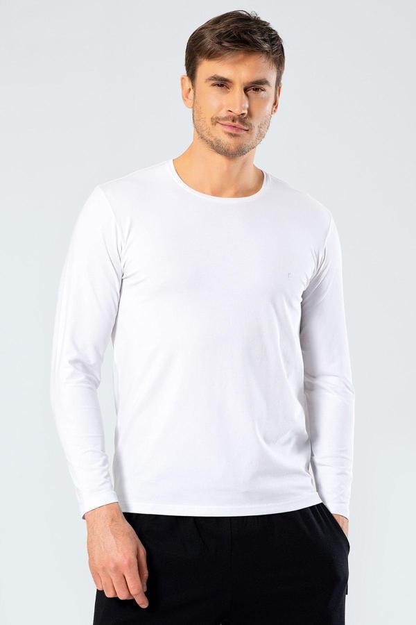Cacharel Erkek Uzun Kollu T-Shirt 1333/BEYAZ - Image 1