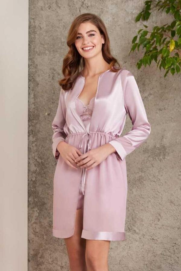 Pierre Cardin Saten Rose Dörtlü Gelin Çeyiz Seti 7035  - Image 1