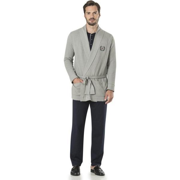 Pierre Cardin 5595 5'li Röpteşambır Pijama Seti - Gri - Image 1