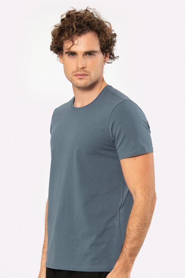Cacharel Erkek Bisiklet Yaka Likralı T-shirt 1331/MAVİ - Image 1