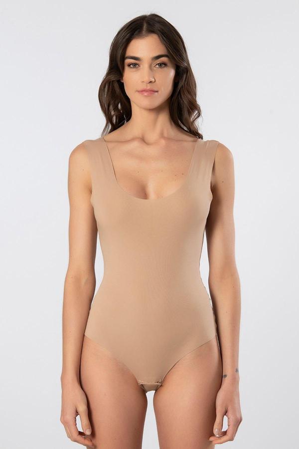 Türen Kadın Lazer Kesim Pamuklu Çıtçıtlı Body 905/Cappuccino - Image 1