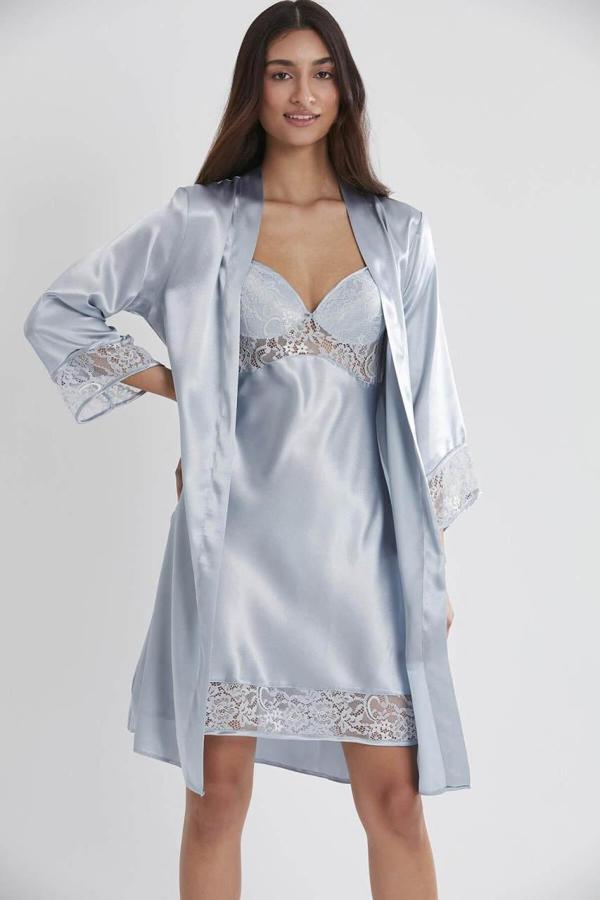 Pierre Cardin 2li Balensiz Kaplı Gecelik Sabahlık 4075 mist - Image 1