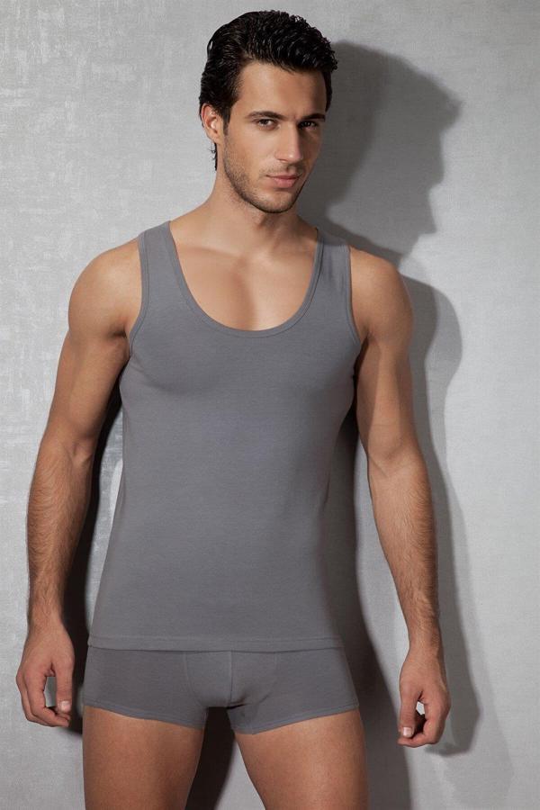 Doreanse Erkek Modal Geniş Bisiklet Yaka Atlet 2011 Füme - Image 1