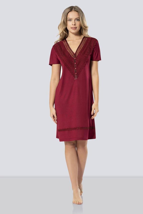 Türen Kadın V Yaka Gecelik 3282/Bordo - Image 1