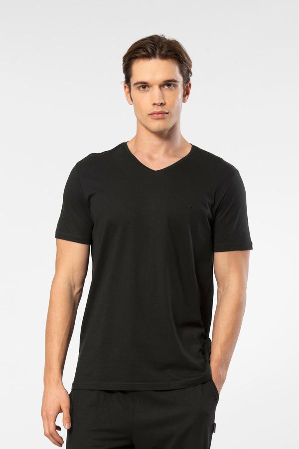 Cacharel Erkek V Yaka T-Shirt 2170/Siyah - Image 1
