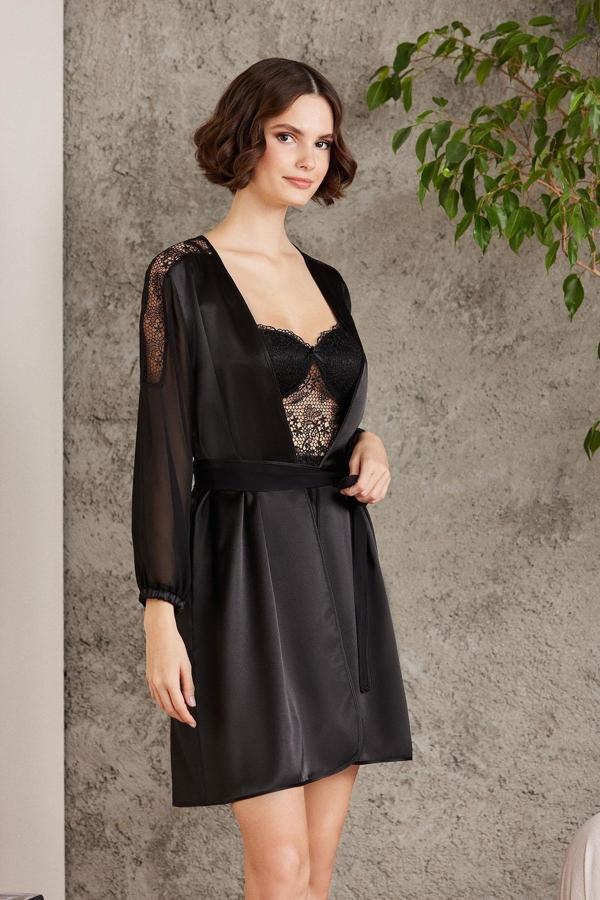Pierre Cardin Saten Gecelik Sabahlık Pijama Şort 6'lı Gelin Çeyiz Seti 6005 - Image 1