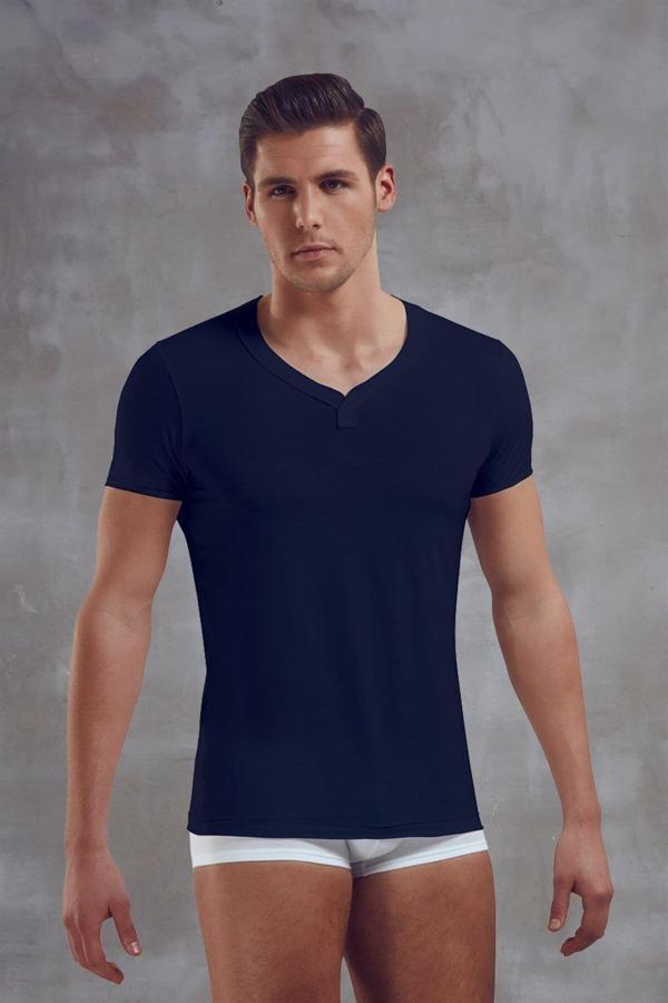 Doreanse Erkek Micromodal Bisiklet Yaka Kısa Kol T Shirt 2860 Lacivert - Image 1