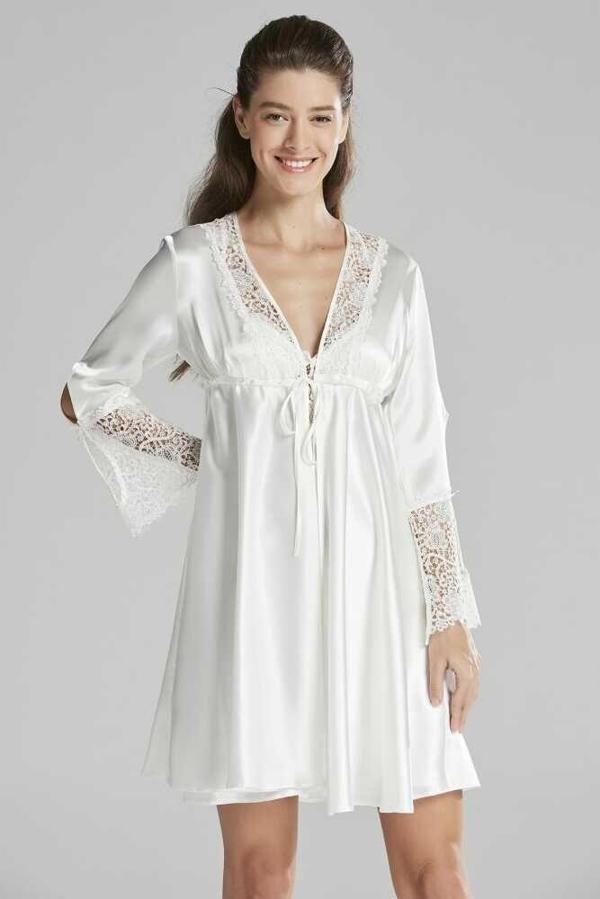 Pierre Cardin 6'lı Ekru Kaplı Midi Gecelik Sabahlık Set 6625 - Image 1