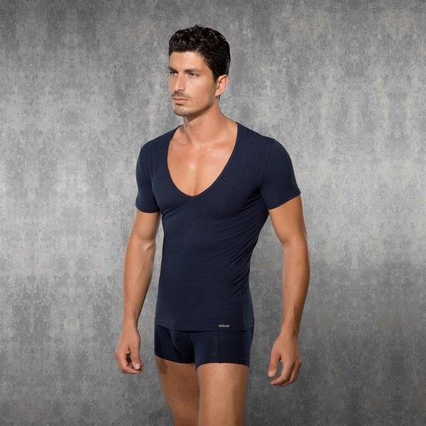 Doreanse Erkek Modal Derin V Yaka Kısa Kol T Shirt 2820 Laci - Image 1