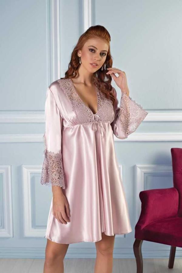 Pierre Cardin 6'lı Pudra Kaplı Midi Gecelik Sabahlık Set 6625 - Image 1