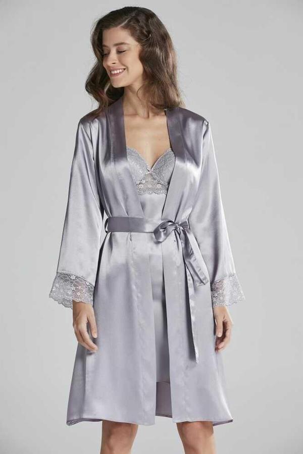 Pierre Cardin Sütyen Kaplı Sabahlık Gecelik Set 4285 Royal - Image 1