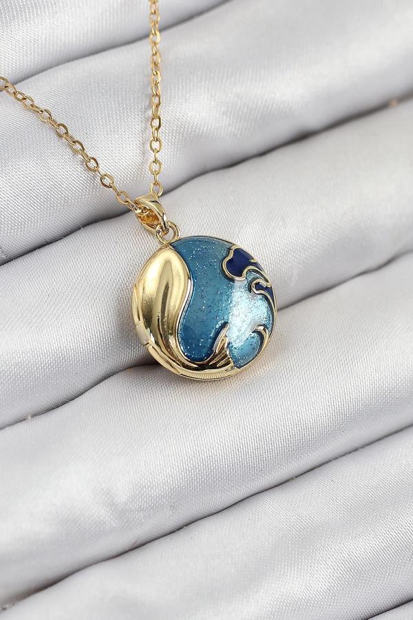 Celira 316L Çelik Açılabilr Kapaklı Deniz Model Gold Renk Kadın Kolye NS0065 - Image 1
