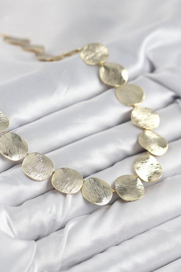 Celira Pirinç Sıralı Para Model Gold Renk Kadın Kolye NS0012 - Image 1