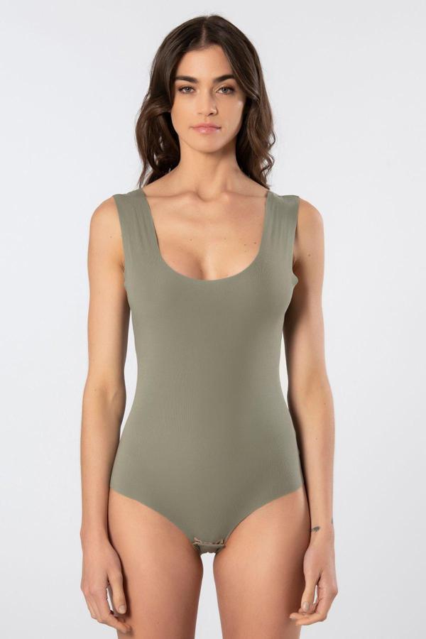 Türen Kadın Lazer Kesim Pamuklu Çıtçıtlı Body 905/Yeşil - Image 1