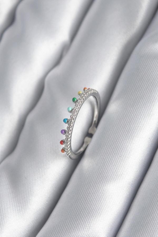 Celira Pirinç Gümüş Renk Zirkon Taş Detay Kadın Yüzük NS4365 - Image 1