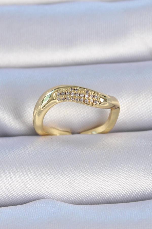 Celira Pirinç Gold Renk Zirkon Taşlı Kadın Yüzük NS3290 - Image 1