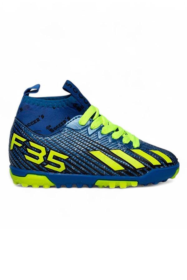 Celira Bys Mavi Sarı Erkek Çocuk Çoraplı Halısaha Ayakkabı - Image 1