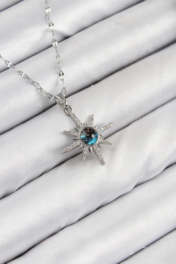 Celira 316L Çelik Zirkon Taşlı Kutup Yıldızı Model Gümüş Renk Kadın Kolye NS0354 - Image 1