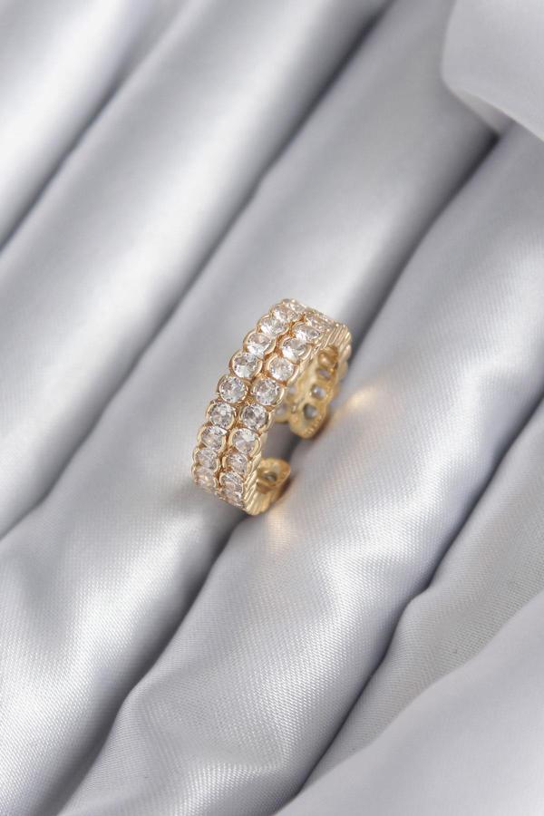 Celira Pirinç Gold Renk Zirkon Taşlı Kadın Yüzük NS4320 - Image 1