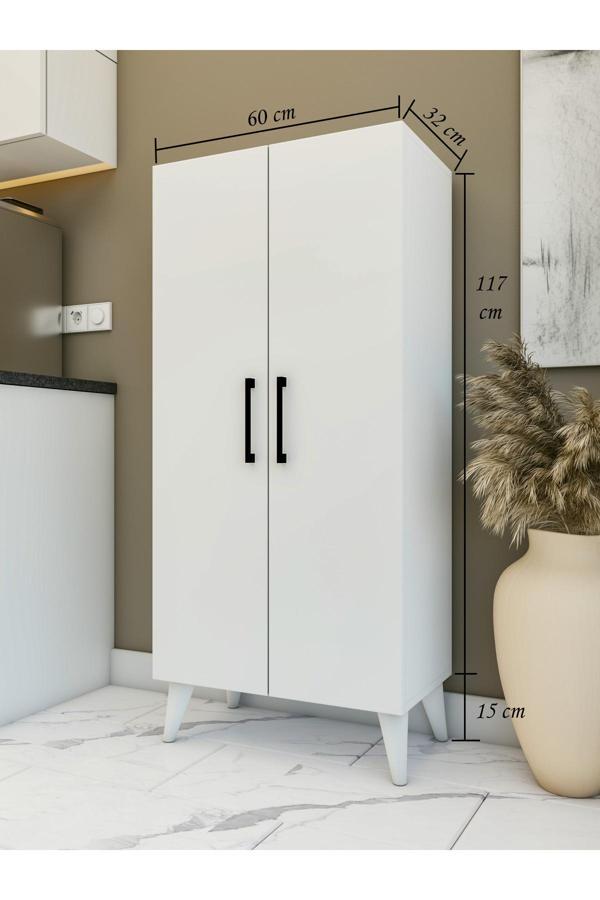 Montenero Çok Amaçlı Dolap Beyaz Kiler Dolabı Raflı Dolap - Image 1