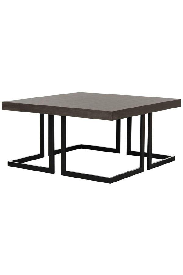 Hitit Dekorasyon Amalya Siyah Metal Ahşap Orta Sehpa - Image 1